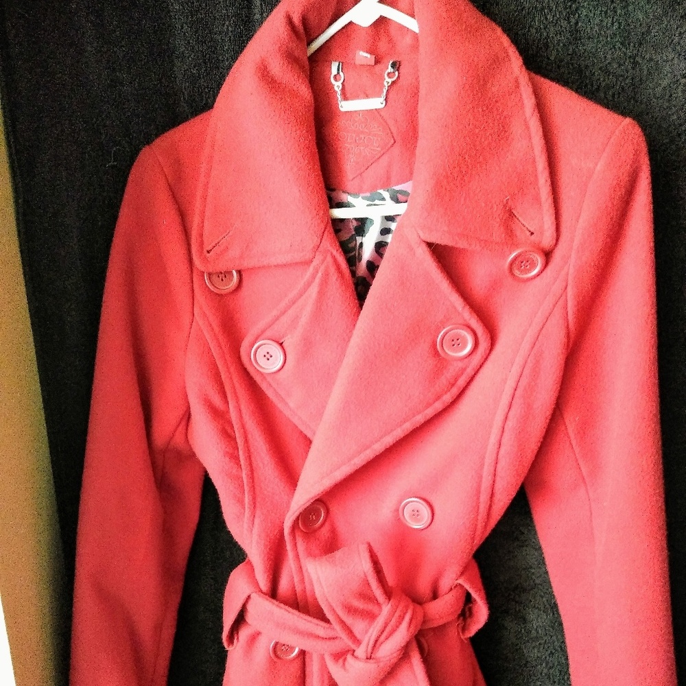 Jou Jou Red Wool Pea Coat